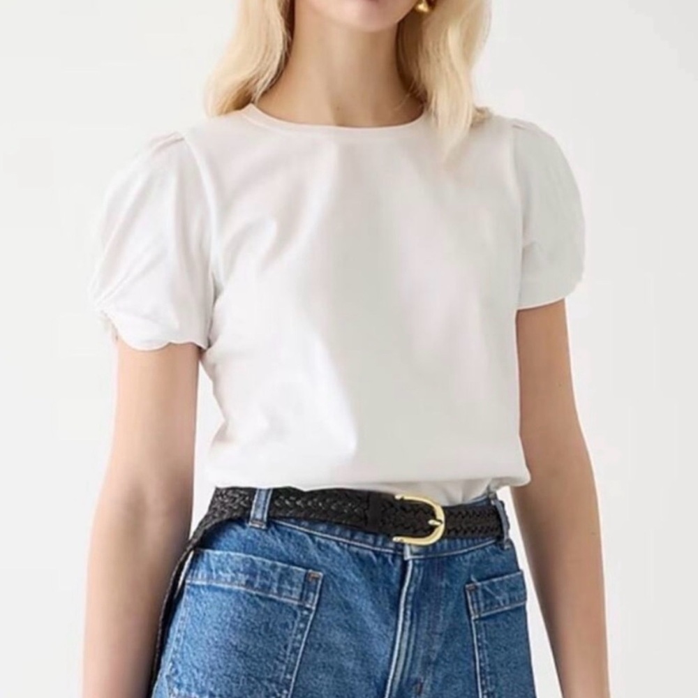 J. Crew Vintage jersey puff-sleeve T-shirt in stripe • size medium • BY367
